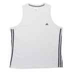 ADIDAS Mens White & Black Athletic Vest XL Crew Neck Sleeveless Cotton Blend