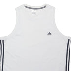 ADIDAS Mens White & Black Athletic Vest XL Crew Neck Sleeveless Cotton Blend