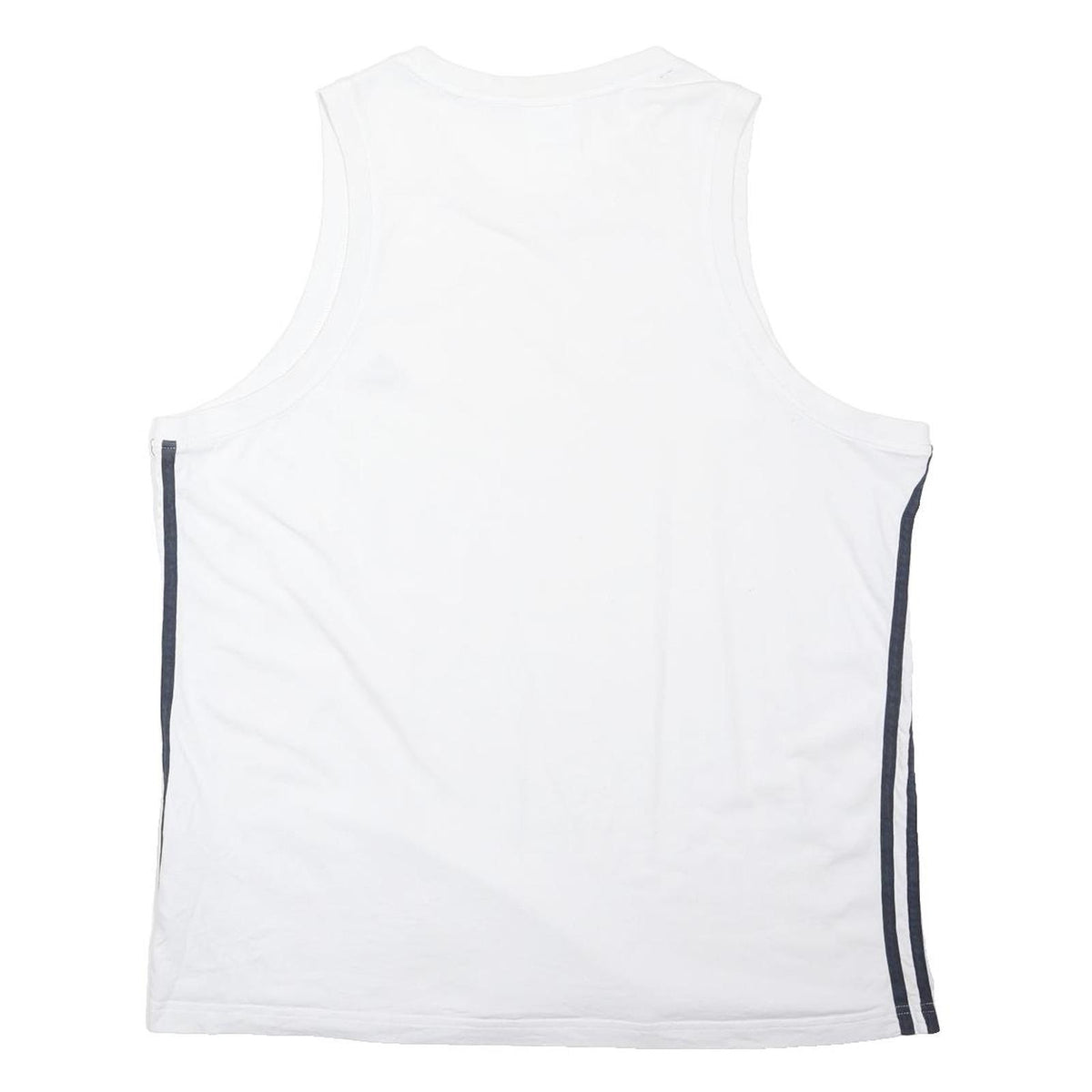 ADIDAS Mens White & Black Athletic Vest XL Crew Neck Sleeveless Cotton Blend