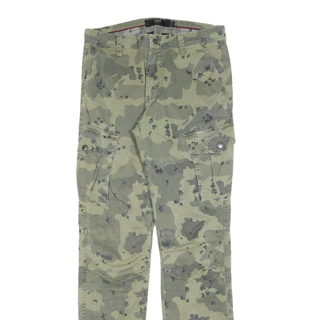 EMP Mens Cotton Blend Regular Cargo Trousers W30 L34 Camouflage Print Zip