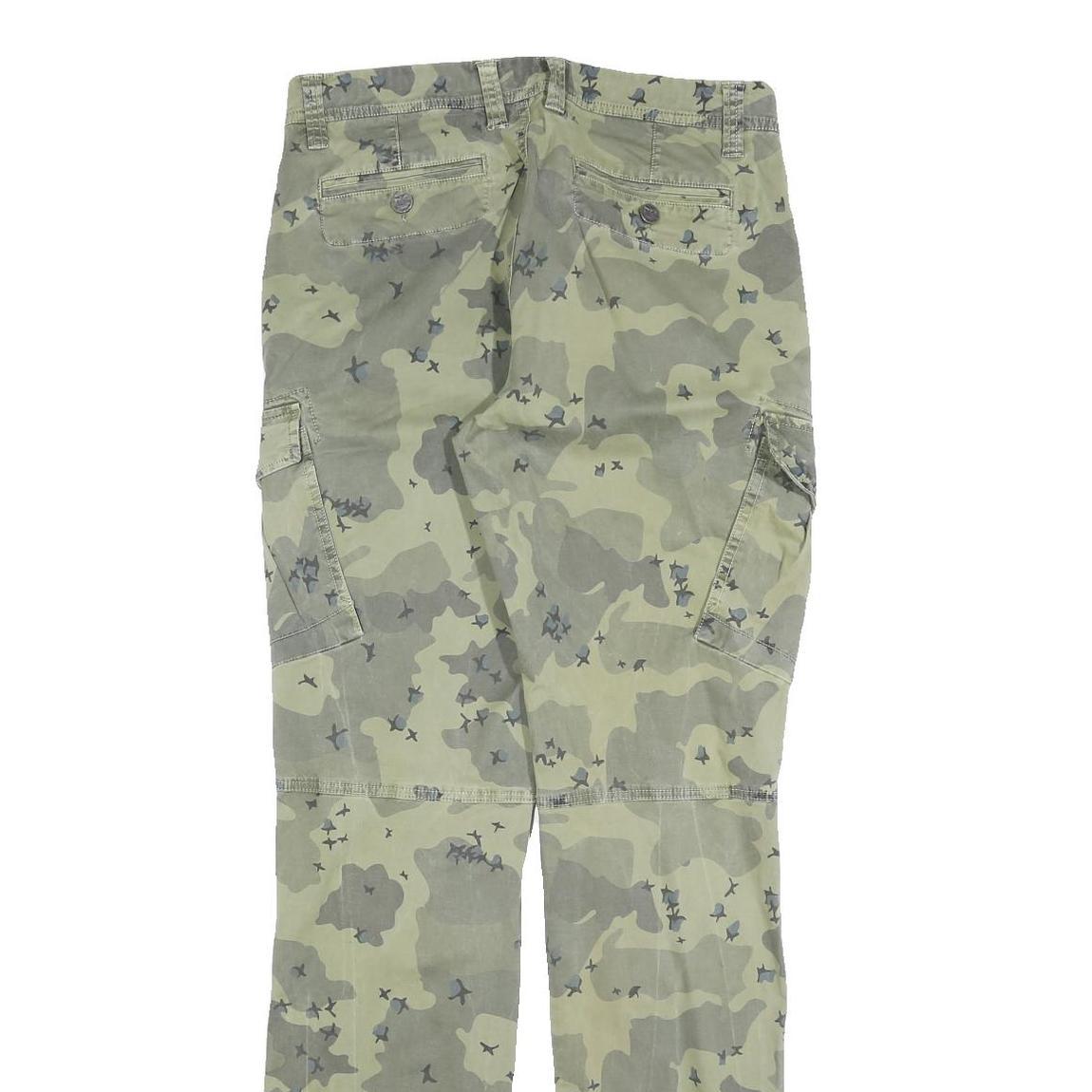 EMP Mens Cotton Blend Regular Cargo Trousers W30 L34 Camouflage Print Zip