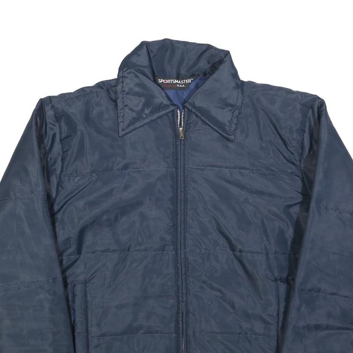 SPORTSMASTER Mens Navy Blue Jacket L Polyester Blend Plain Zip Long Sleeve