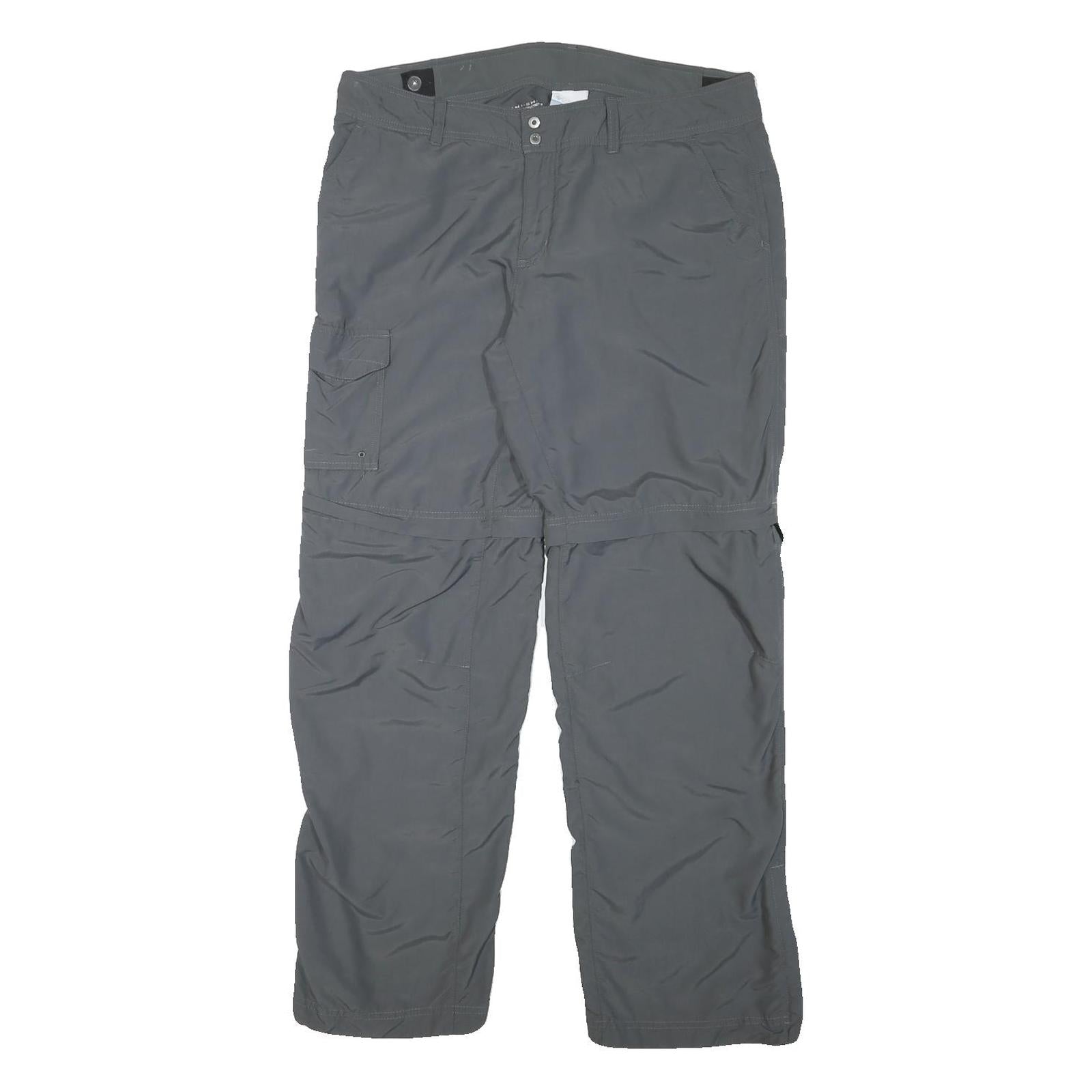 COLUMBIA Mens Polyester Blend Grey Relaxed Straight Trousers W36 L30 Outdoor Zip