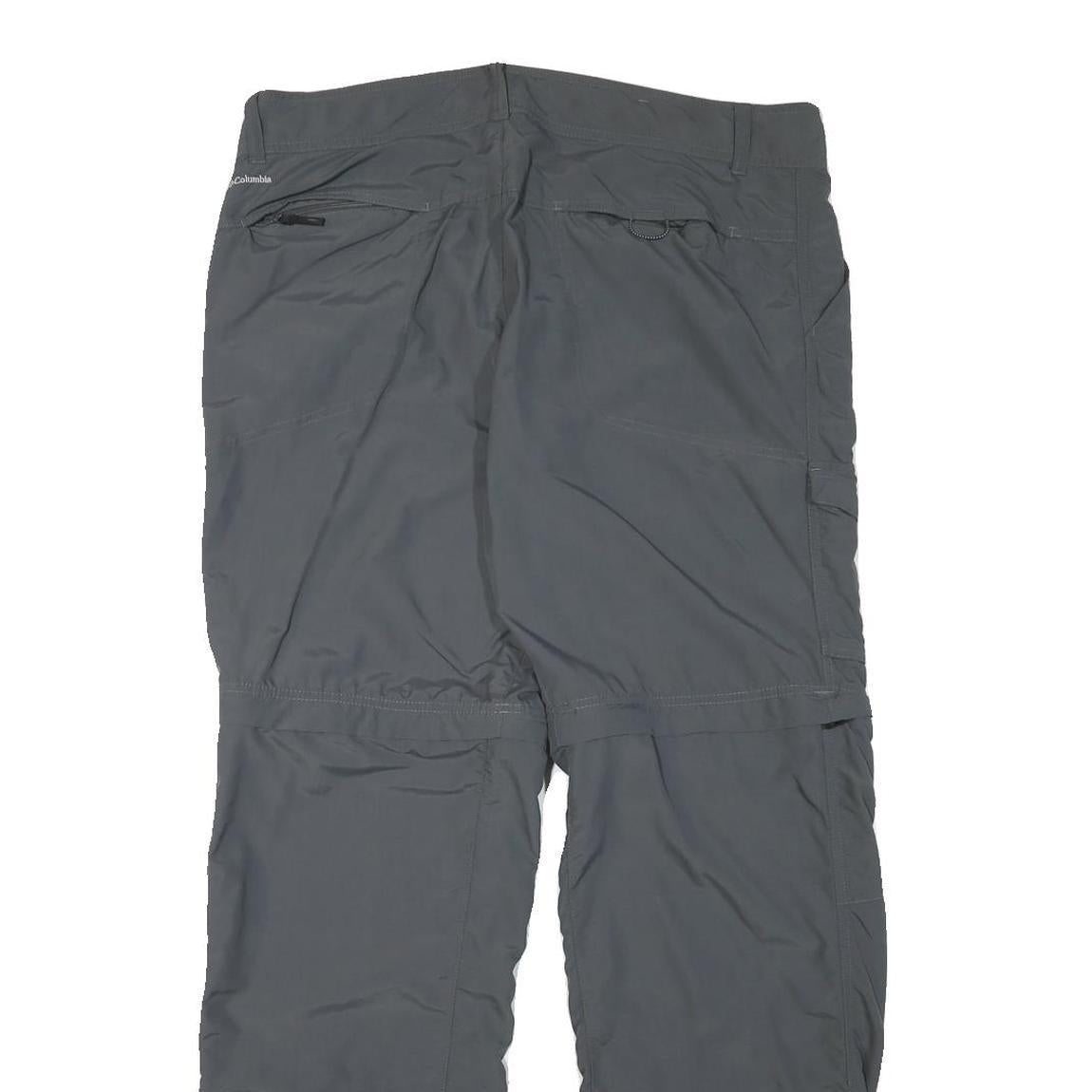 COLUMBIA Mens Polyester Blend Grey Relaxed Straight Trousers W36 L30 Outdoor Zip