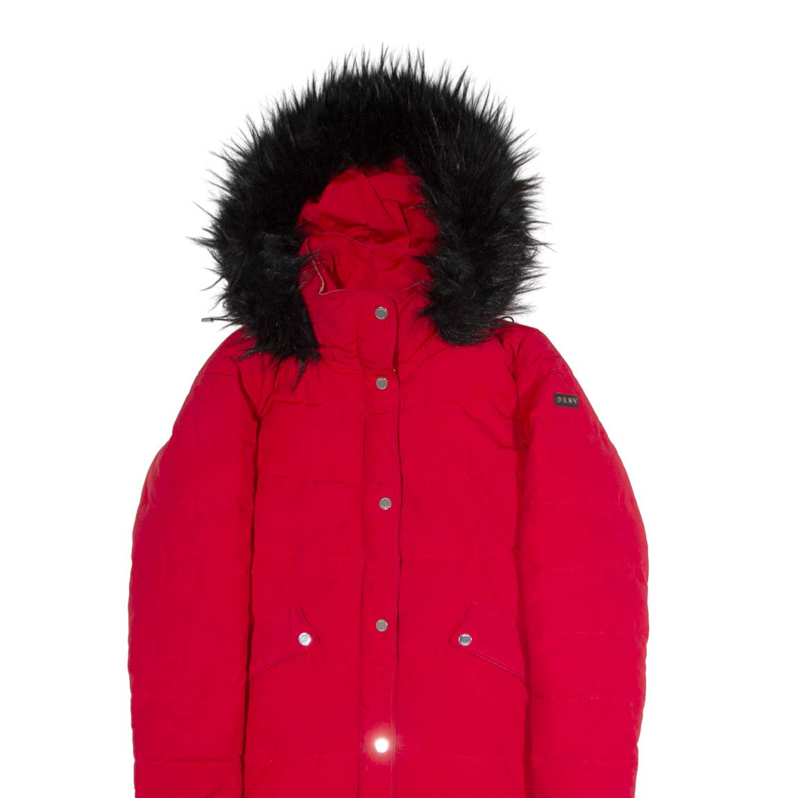 DKNY Womens Puffer Coat Red Hooded S