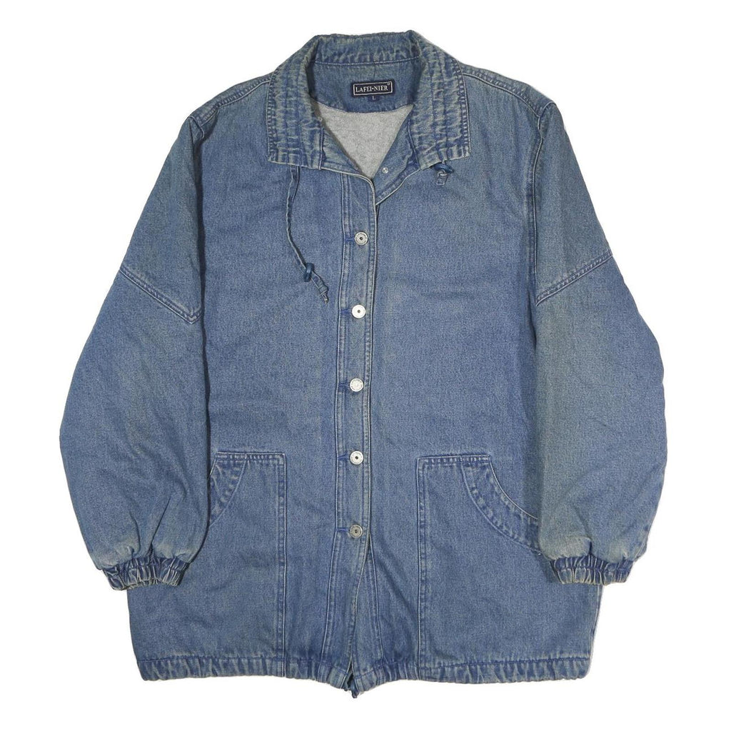 LAFEI-NIER Womens Blue Denim Button Jacket L Cotton Relaxed Fit Casual Outerwear