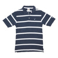HARD ROCK CAFE Mens Navy & White Striped Cotton Blend Short Sleeve M Polo Shirt