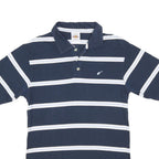 HARD ROCK CAFE Mens Navy & White Striped Cotton Blend Short Sleeve M Polo Shirt