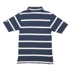 HARD ROCK CAFE Mens Navy & White Striped Cotton Blend Short Sleeve M Polo Shirt