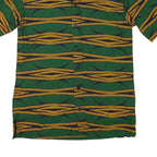 Mens Green & Yellow Patterned Cotton Blend Shirt M Short Sleeve Button Collar