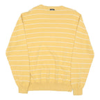 NAUTICA Womens Yellow & White Patterned Cotton Blend Crew Neck Jumper L Striped