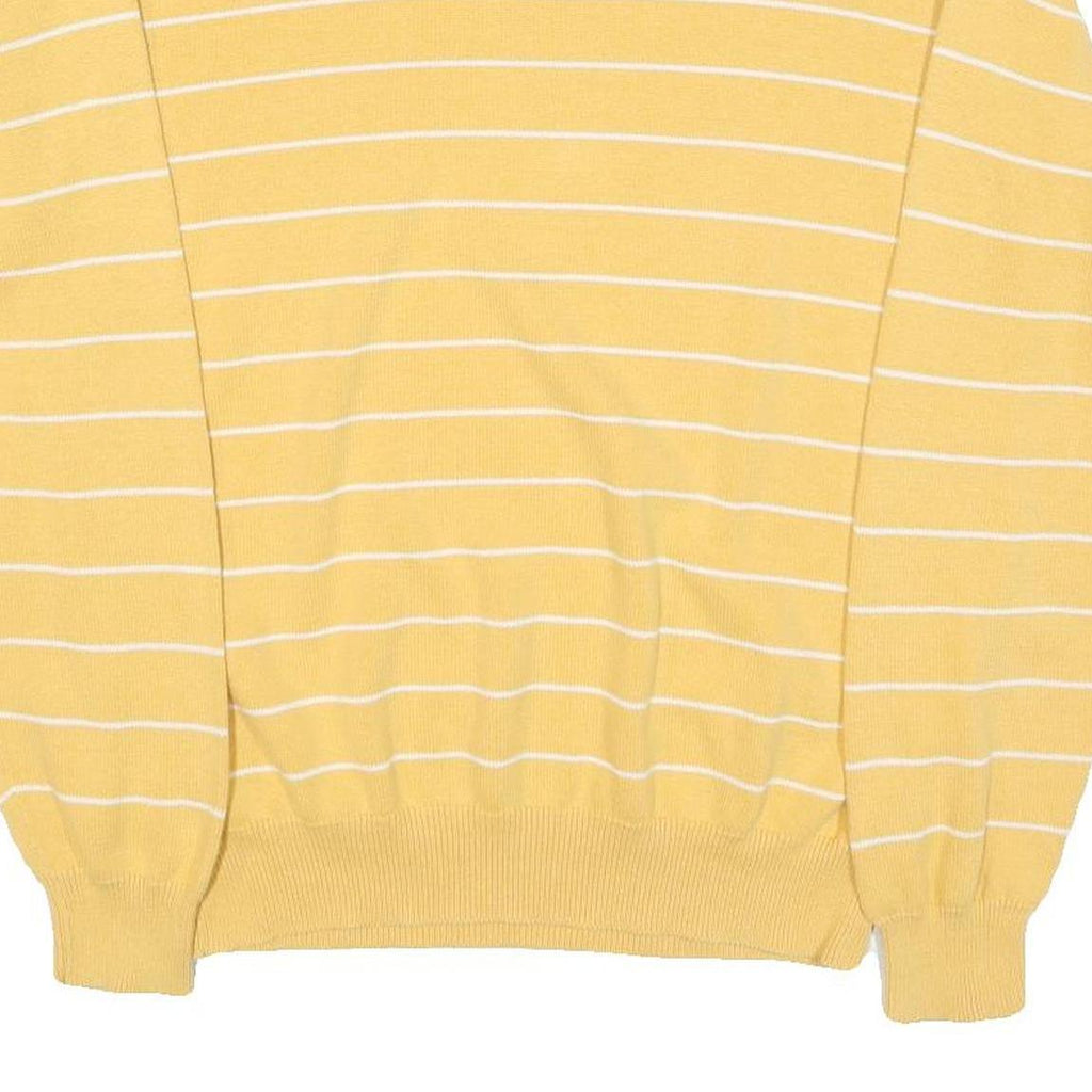 NAUTICA Womens Yellow & White Patterned Cotton Blend Crew Neck Jumper L Striped