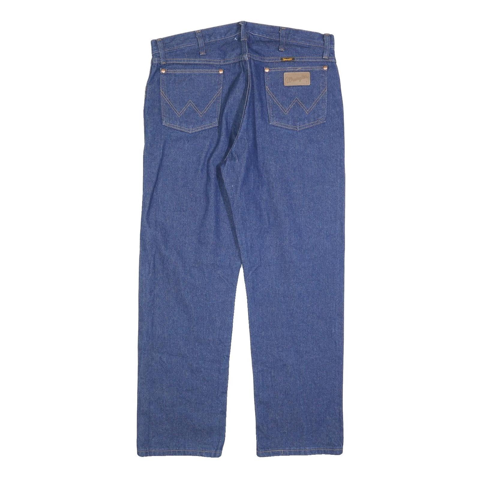 WRANGLER Mens Regular Fit Straight Leg Denim Blue Cotton Blend Jeans W36 L30 Zip