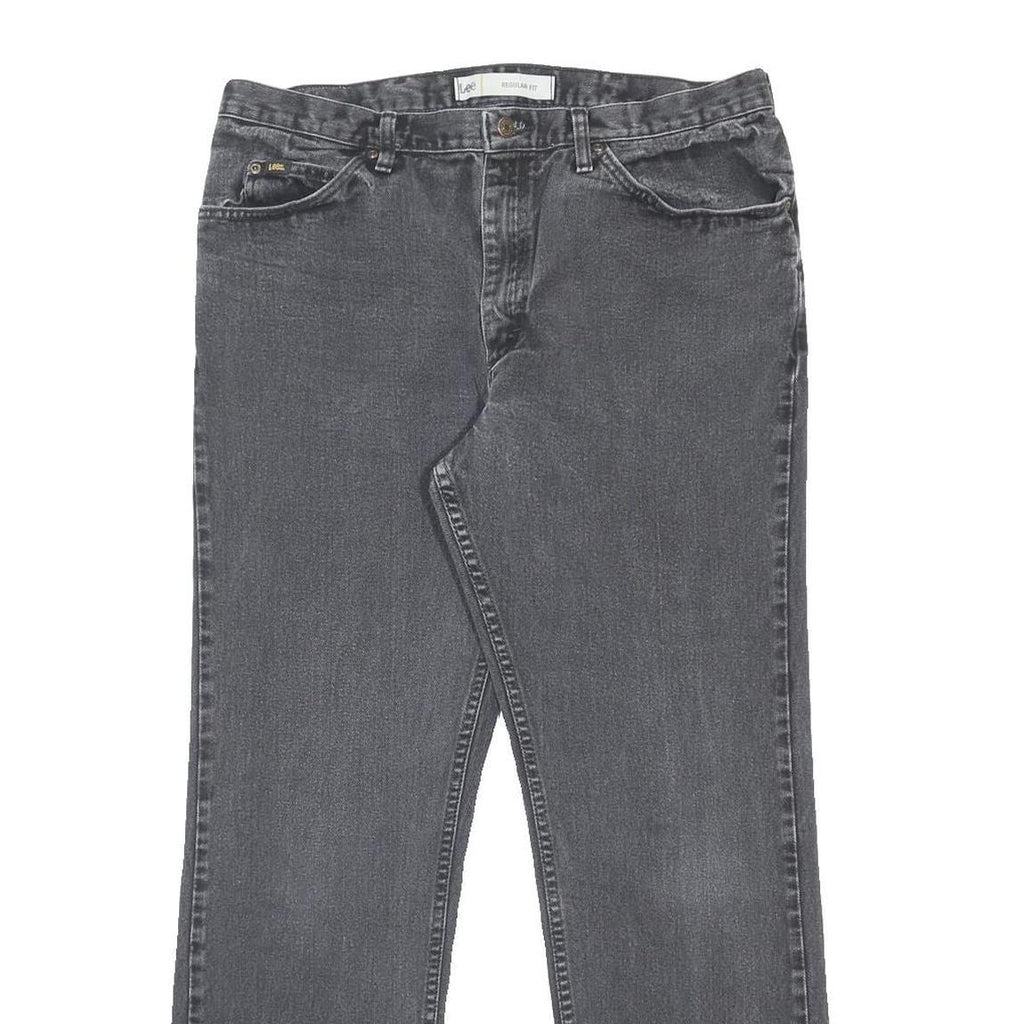 LEE Mens Regular Fit Grey Denim Jeans W38 L32 Classic Cotton Zip Closure Pockets
