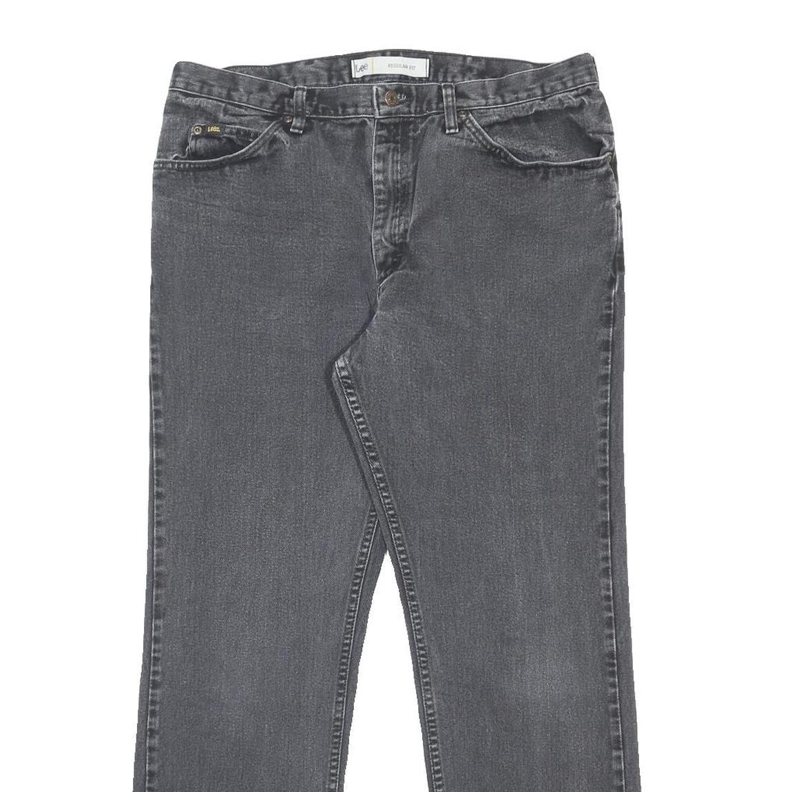 LEE Mens Regular Fit Grey Denim Jeans W38 L32 Classic Cotton Zip Closure Pockets