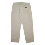 DICKIES Mens Cotton Beige Regular Straight Trousers W36 L32 Workwear Durable