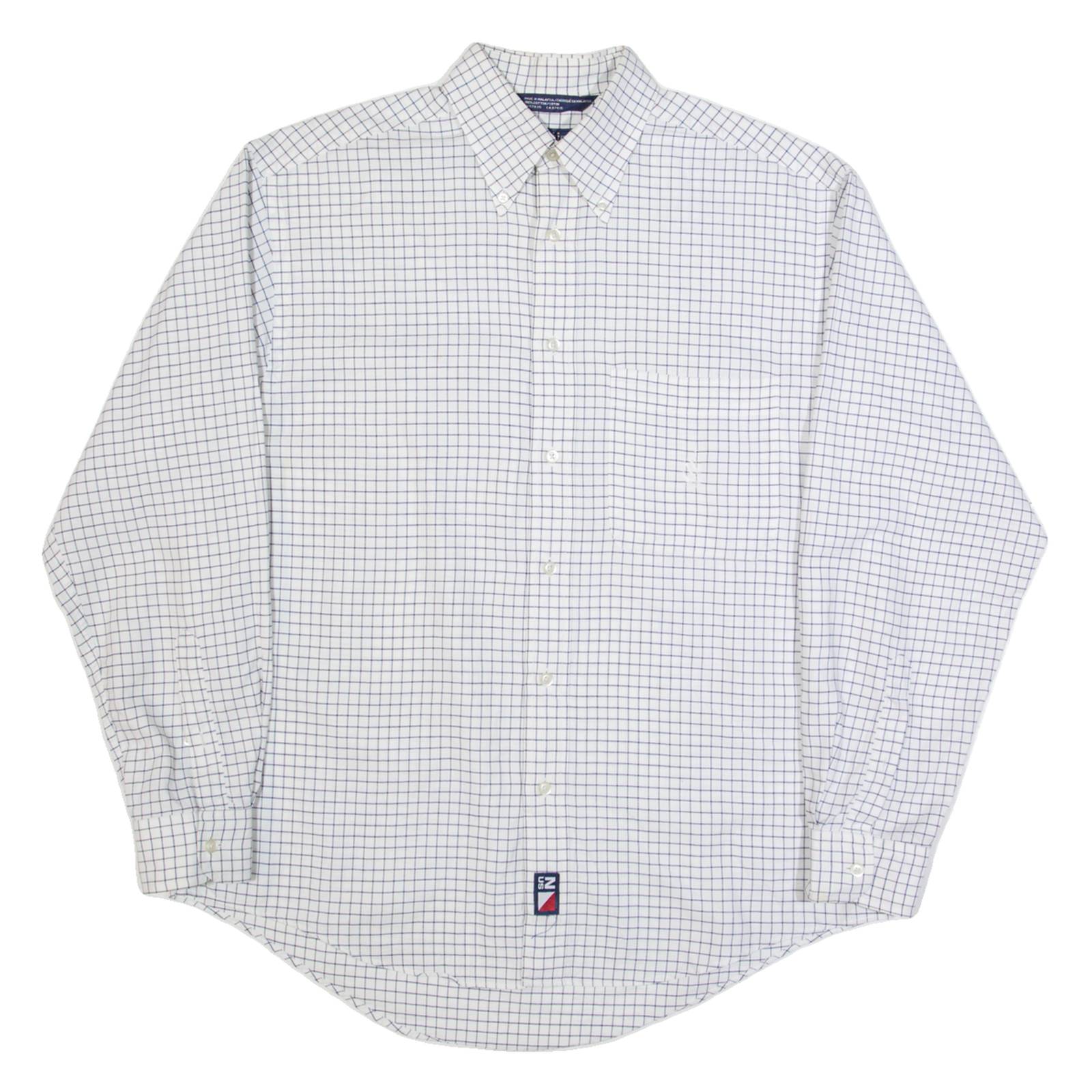 NAUTICA Mens Shirt Cream Check Long Sleeve M