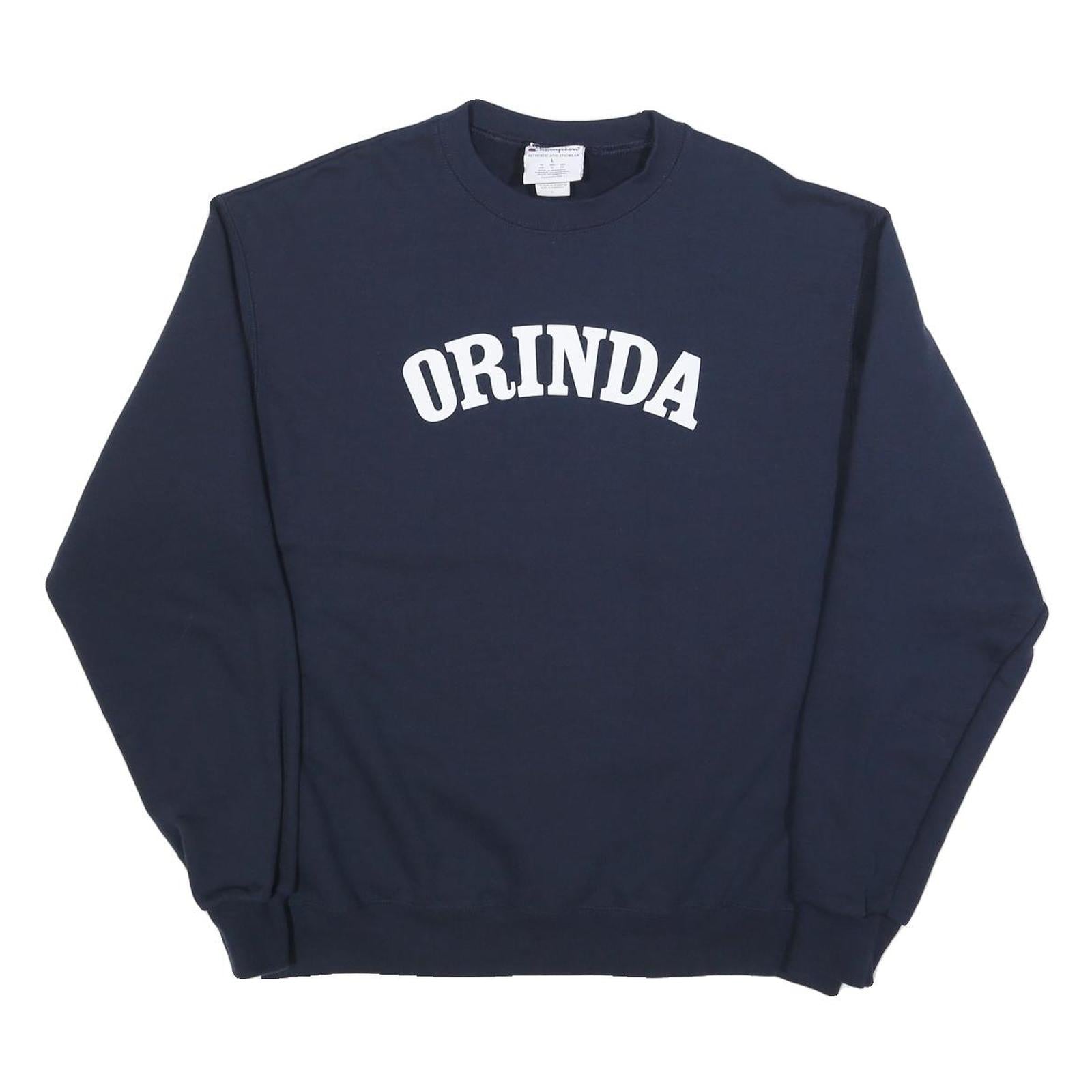 CHAMPION Mens Navy Blue Orinda Crew Neck L Cotton Blend Sweatshirt