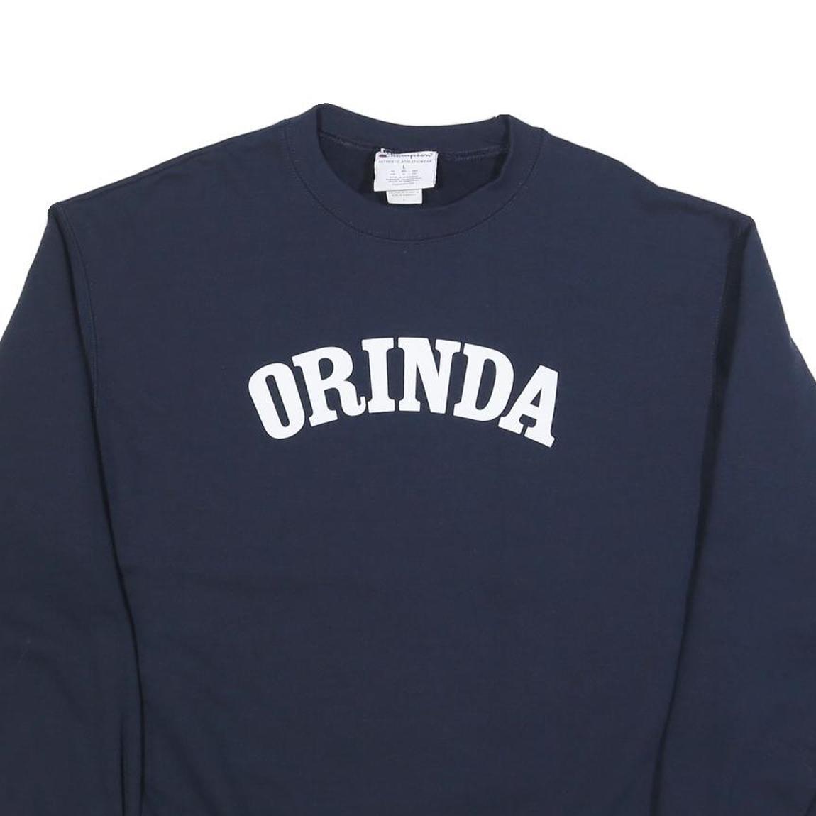CHAMPION Mens Navy Blue Orinda Crew Neck L Cotton Blend Sweatshirt