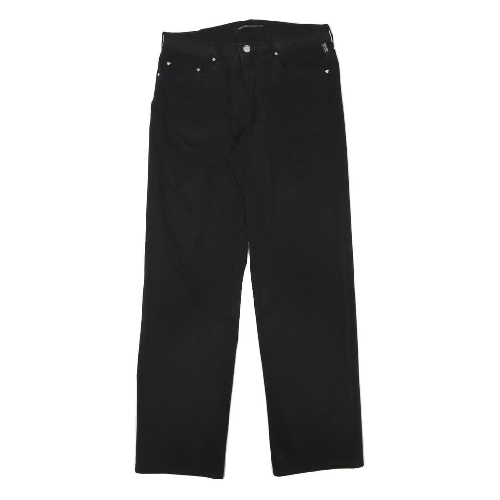 VERSACE JEANS COUTURE Womens Regular Black Polyester Blend Trousers W30 L31