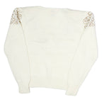 JOCELYN SMITH Womens Cream Wool Patterned V-Neck Basic Knit L Elegant Pullover