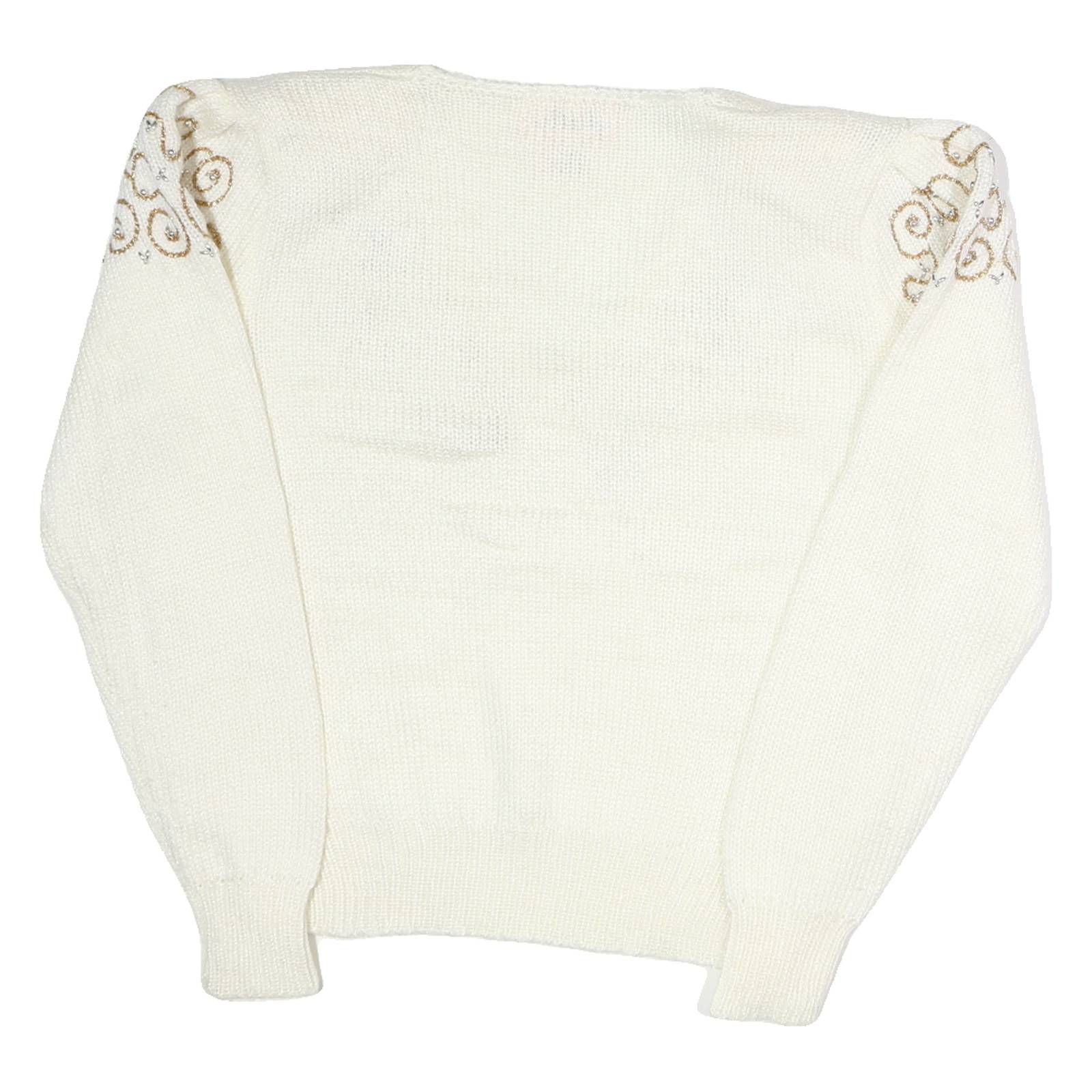 JOCELYN SMITH Womens Cream Wool Patterned V-Neck Basic Knit L Elegant Pullover