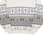 AUSTERITY Mens Cream Patterned Jumper Crew Neck Basic Knit M Cotton Casual Style