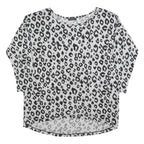 ONLY Womens Grey Black Animal Print Patterned Cotton Blend Jumper S Crew Neck