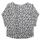 ONLY Womens Grey Black Animal Print Patterned Cotton Blend Jumper S Crew Neck