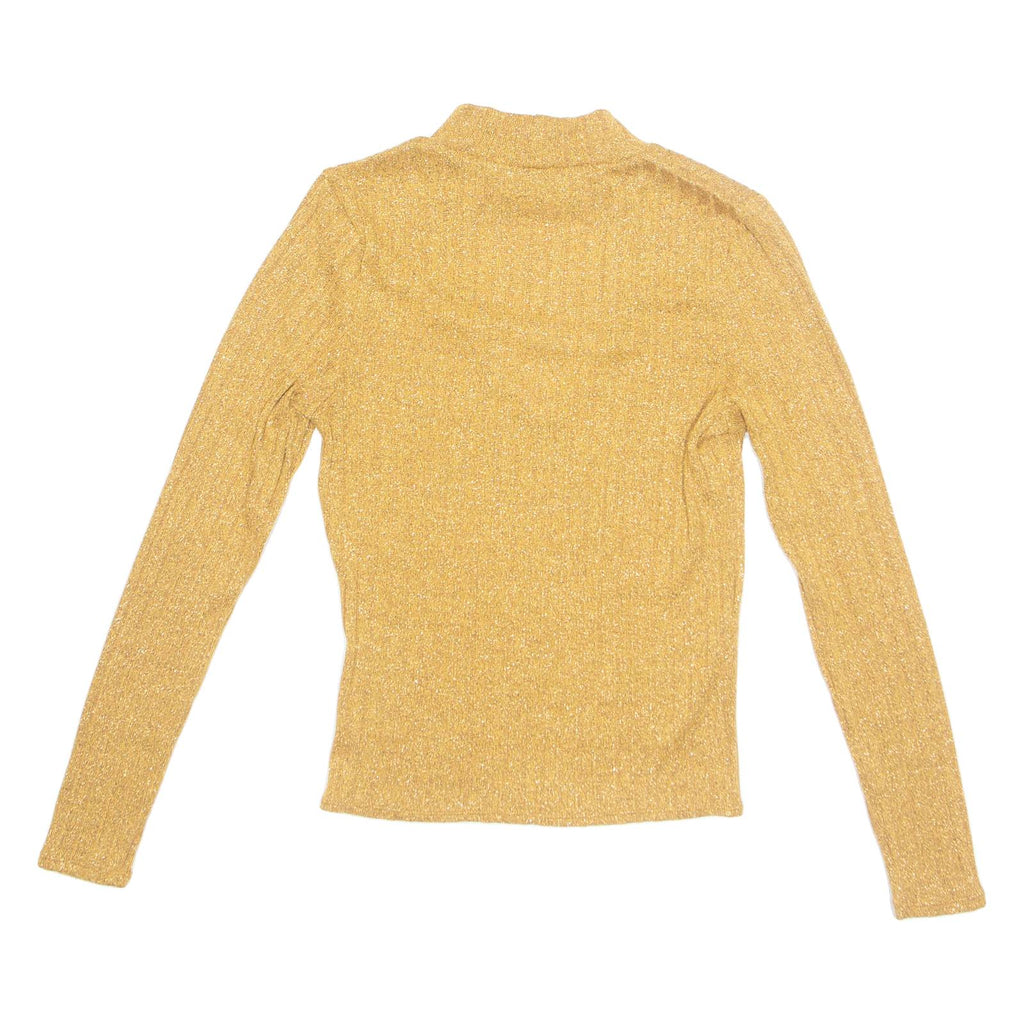 Stretch Womens Top Yellow High Neck Long Sleeve S