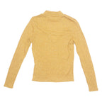 Stretch Womens Top Yellow High Neck Long Sleeve S