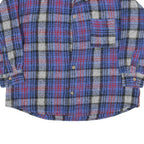 Mens Blue Red Check Button Front Polyester Blend Jacket XL Casual Shirt Jacket