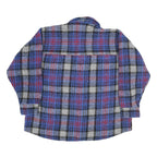 Mens Blue Red Check Button Front Polyester Blend Jacket XL Casual Shirt Jacket