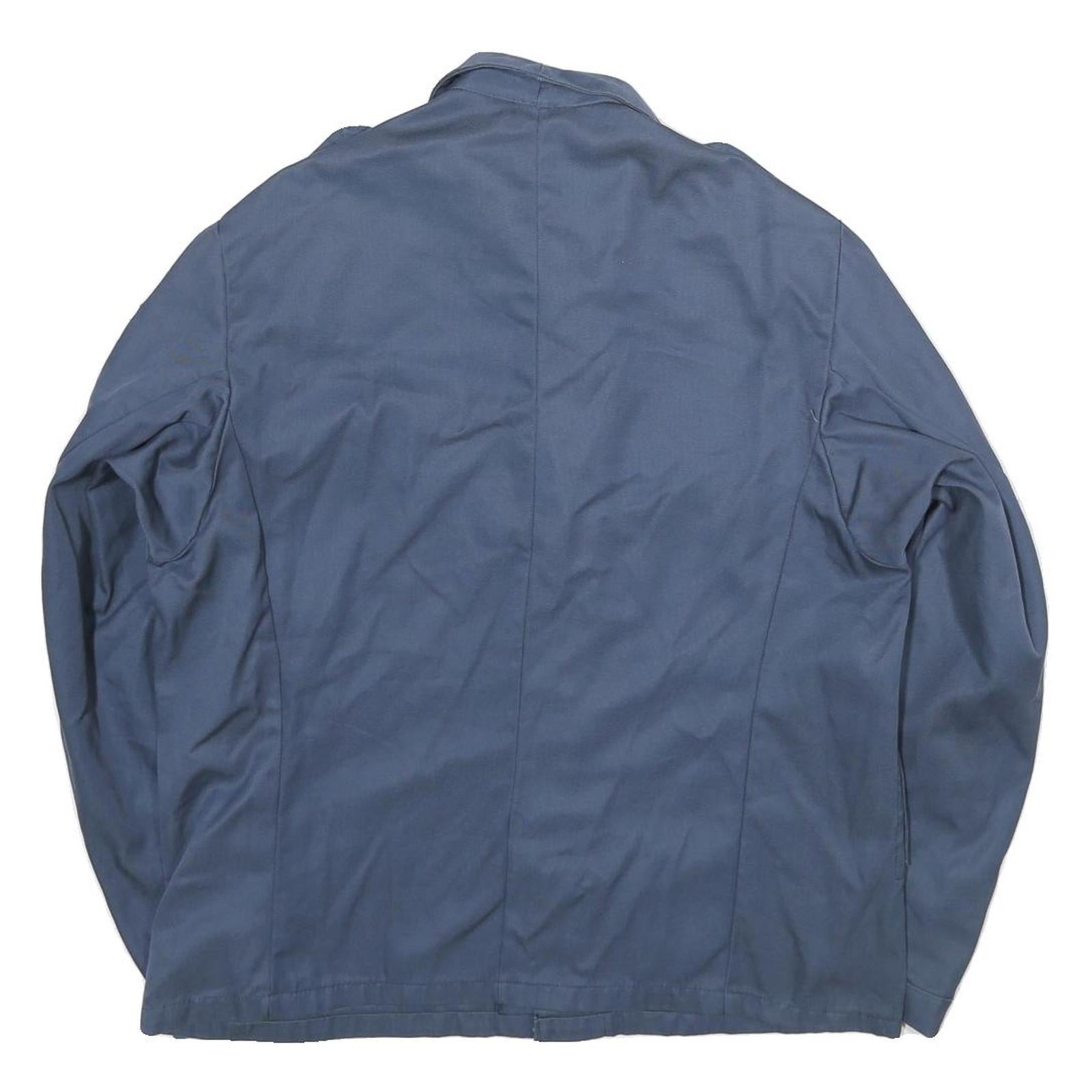 Mens Blue Polyester Blend Button Jacket L Plain Classic Lightweight Outerwear
