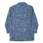 Womens Blue Floral Coach Jacket S Cotton Blend Woven Button Casual Relaxed Fit