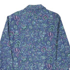 Womens Blue Floral Coach Jacket S Cotton Blend Woven Button Casual Relaxed Fit