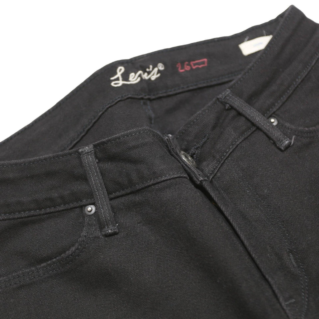 LEVI'S Womens Jeans Black Slim Skinny Denim W26 L30 Stretch Zip Fastening