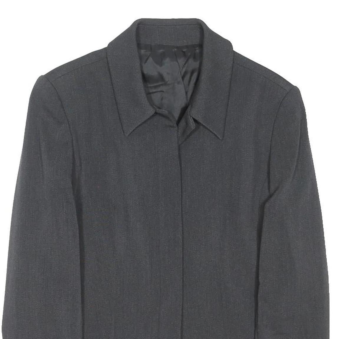 HOBBS LONDON Womens Grey Wool Jacket UK 12 Classic Button Closure Tailored Fit