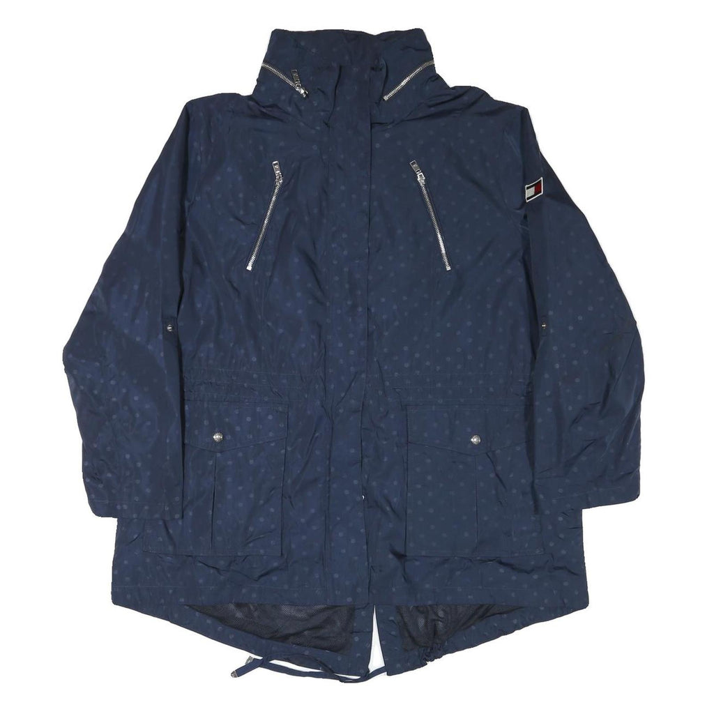 TOMMY HILFIGER Womens Blue Polka Dot Jacket 2XL Polyester Blend Zip Pocketed
