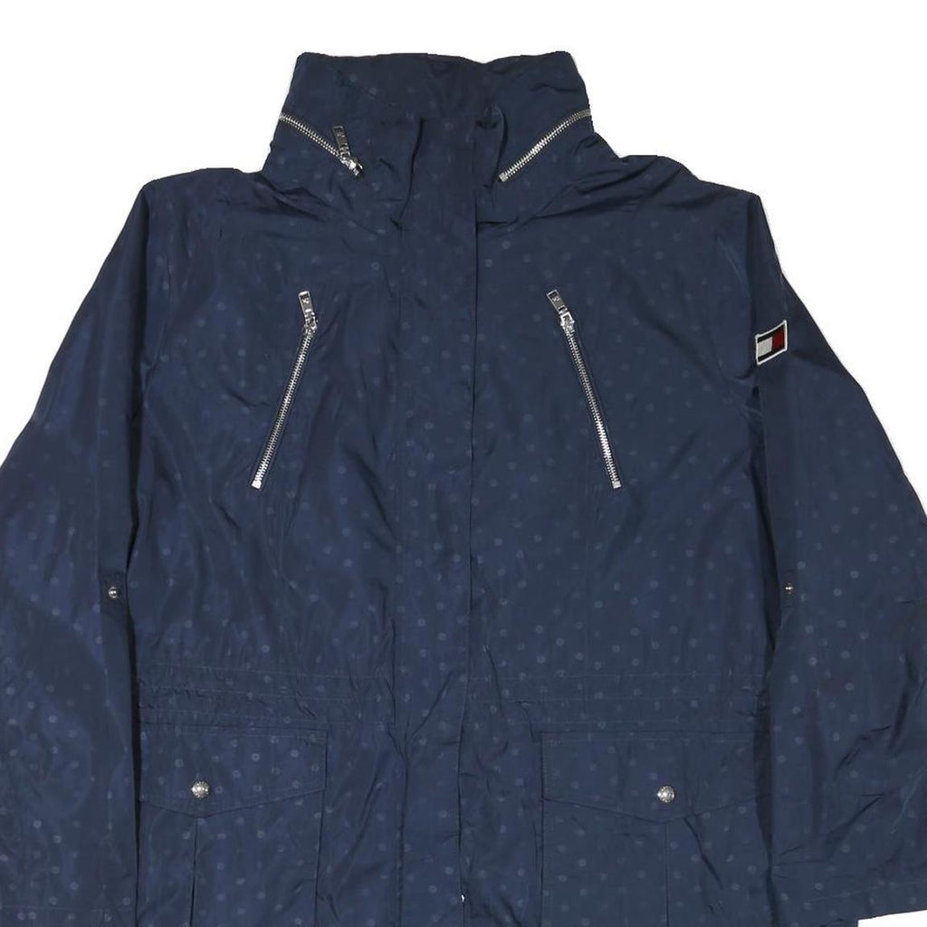 TOMMY HILFIGER Womens Blue Polka Dot Jacket 2XL Polyester Blend Zip Pocketed