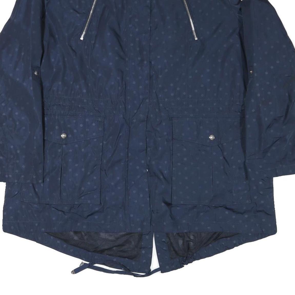 TOMMY HILFIGER Womens Blue Polka Dot Jacket 2XL Polyester Blend Zip Pocketed