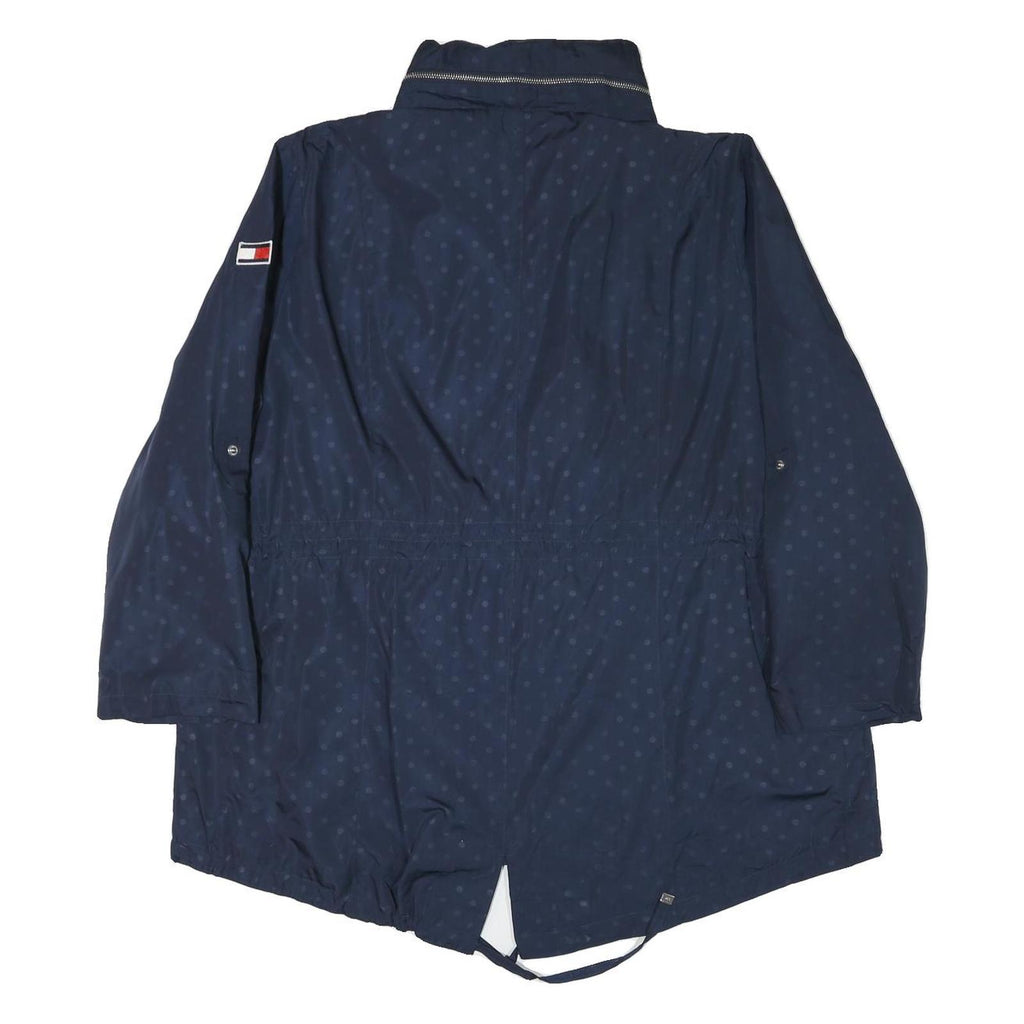 TOMMY HILFIGER Womens Blue Polka Dot Jacket 2XL Polyester Blend Zip Pocketed