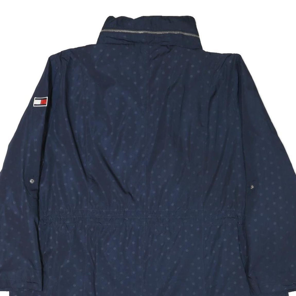 TOMMY HILFIGER Womens Blue Polka Dot Jacket 2XL Polyester Blend Zip Pocketed