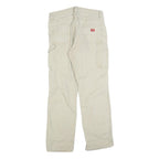 DICKIES Mens Regular Beige Cotton Blend Zip Trousers W32 L30 Workwear Utility