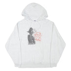 JERZEES Mens Grey Hoodie M Cotton Blend Pullover Graphic Print Casual