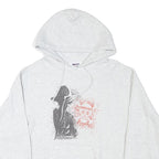 JERZEES Mens Grey Hoodie M Cotton Blend Pullover Graphic Print Casual