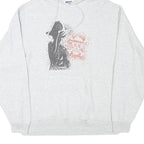 JERZEES Mens Grey Hoodie M Cotton Blend Pullover Graphic Print Casual