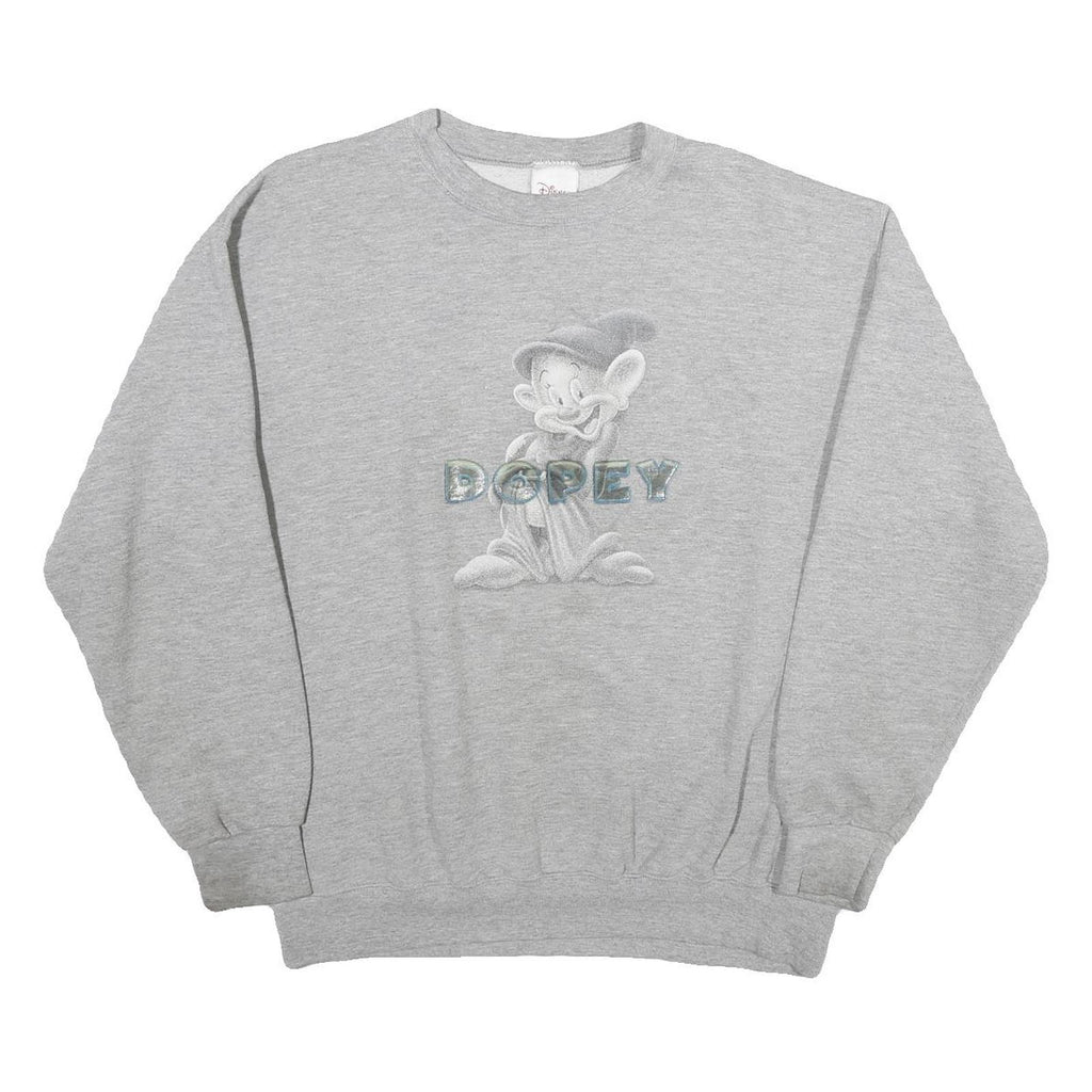 DISNEY Mens Grey Dopey Character Crew Neck L Cotton Pullover Sweatshirt