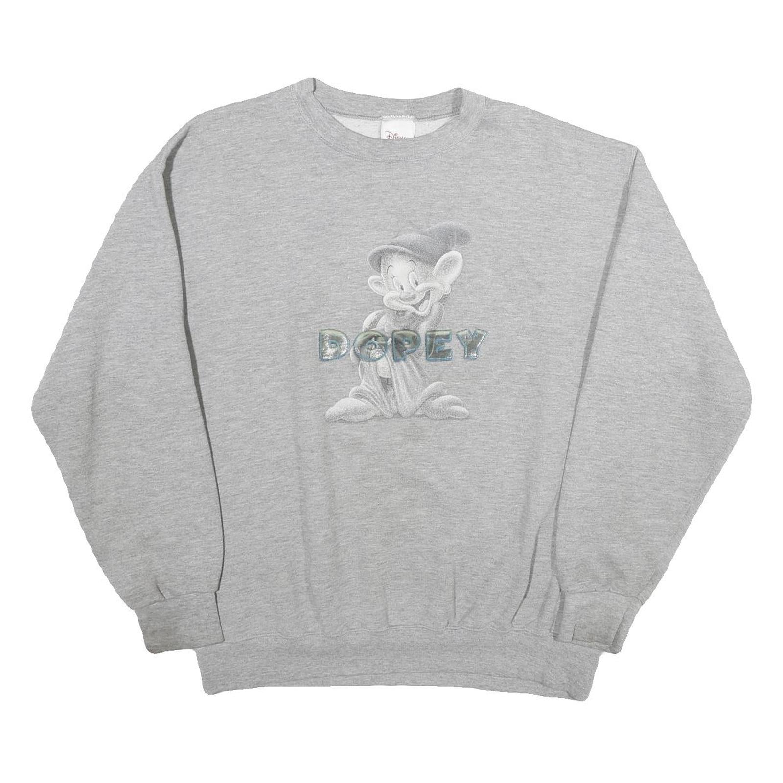 DISNEY Mens Grey Dopey Character Crew Neck L Cotton Pullover Sweatshirt