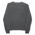 POLO RALPH LAUREN Mens Grey Plain Cotton Blend Jumper V-Neck Basic Knit M